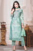Salwar Kameez Suits - Sea Green /Blue Embellished Shirt, Plazzo and Dupatta - Indian Tree 