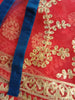 Salwar Kameez Suits - Royal Blue Embroidered Sleeveless Shirt, Plain Red Churidar & Embroidered Red Dupatta - Indian Tree 