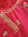 Sharara & Kameez - Embroidered Red, Blue & Gold Chandari Silk Top, Sharara & Dupatta - Indian Tree 