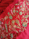 Sharara & Kameez - Embroidered Red, Blue & Gold Chandari Silk Top, Sharara & Dupatta - Indian Tree 