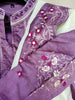 Kurti Suits - Purple Embroidered Silk Kurti with Purple Plazzos & Ivory & Purple Dupatta - Indian Tree 