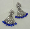 Silvertone Chandbali Earrings - Fan Design - Indian Tree 