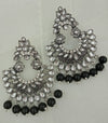 Silvertone Chandbali Earrings - Crescent Design