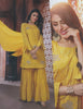 Sharara Suit - Yellow Embellished Kurti, Sharara & Dupatta