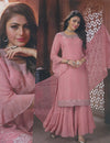 Sharara Suit - Pink Embellished Kurti, Sharara & Dupatta