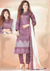 Kurti Suits - Purple Embroidered Silk Kurti with Purple Plazzos & Ivory & Purple Dupatta - Indian Tree 