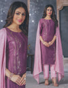 Salwar Kameez - Mauve Embellished Kurti, Pink Pants & Dupatta