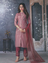 Salwar Kameez - Lilac Embellished Kurti, Mauve Pants & Dupatta