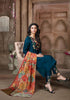 Plazzo Suits - Navy Blue Embroidered Kurti, Plazzo's & Multicolour Dupatta - Indian Tree 